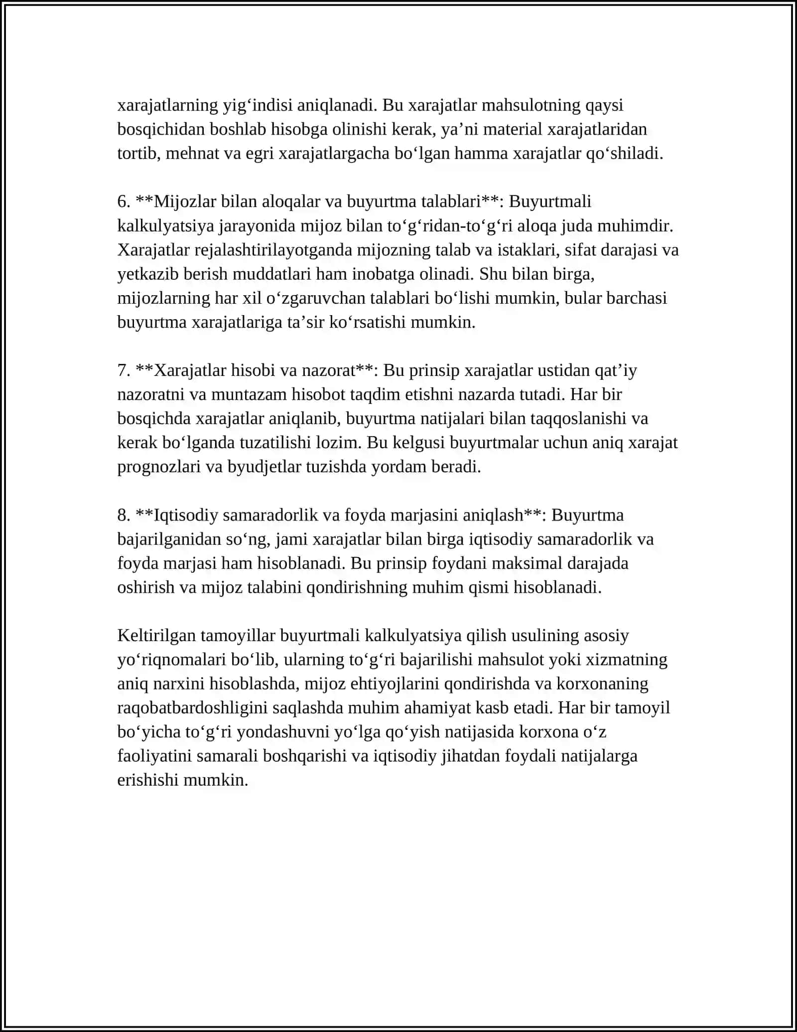 BUYURTMALI KALKULYATSIYA QILISH USULI 4