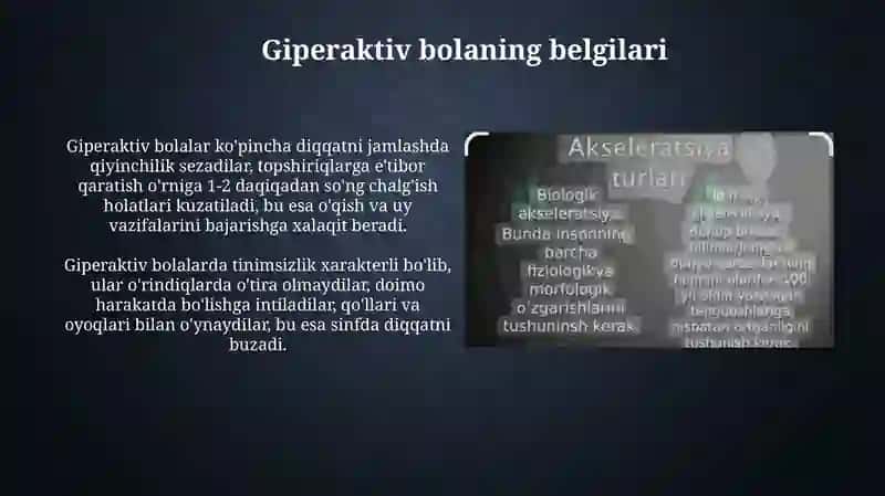 Akseleratsiya. Gepiraktiv bola 4