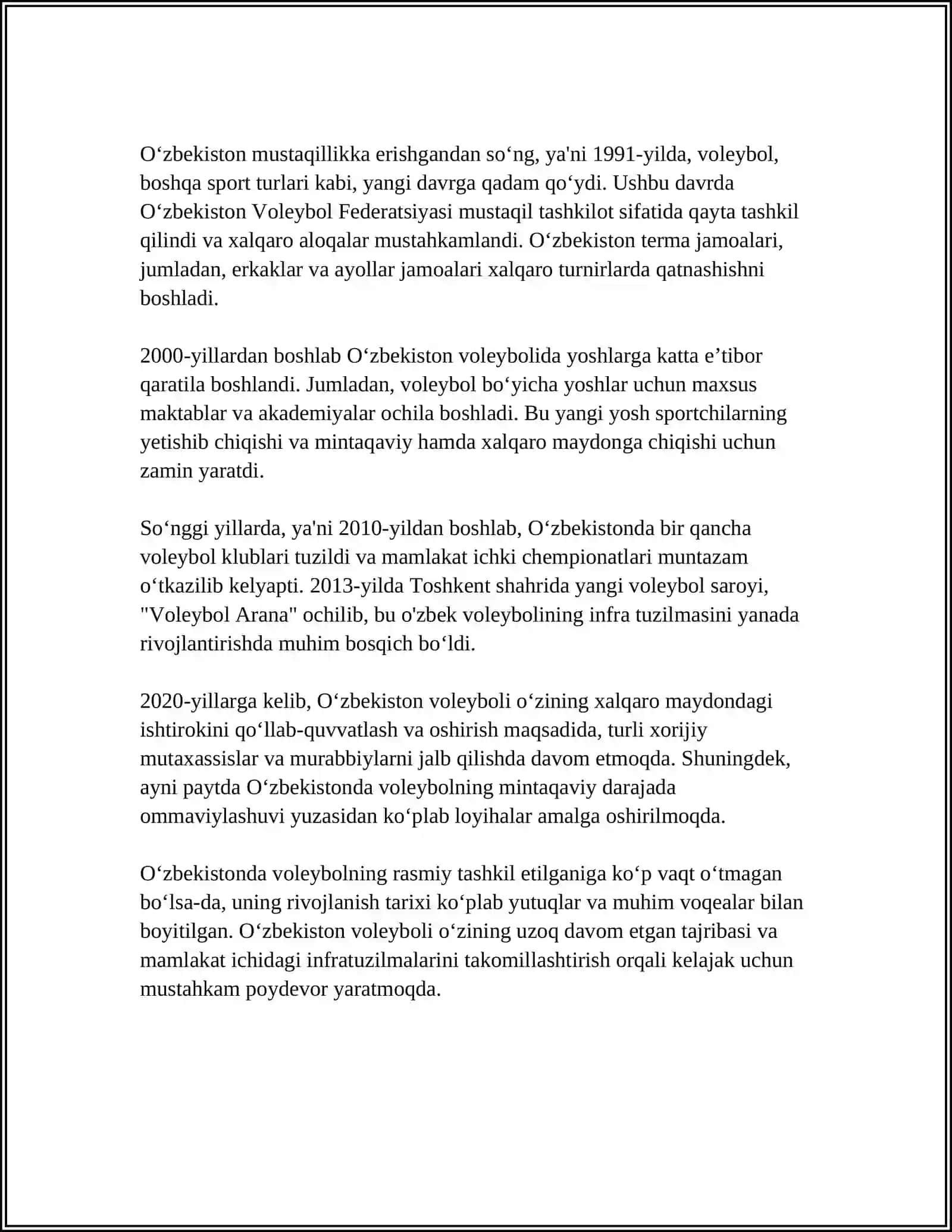 VOLEYBOL OʻZBEKISTONDA RIVOJLANISHI 4