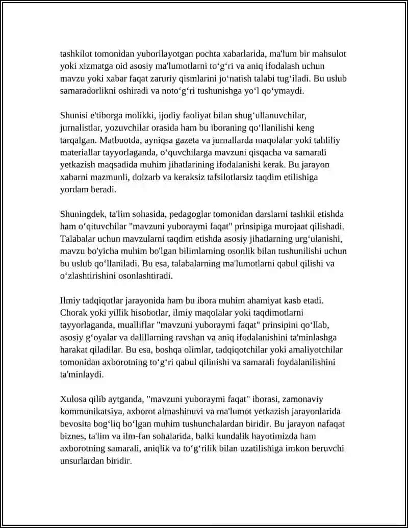 Mavzuni yuboraymi faqat 4
