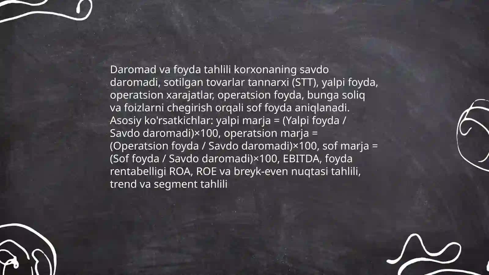 Korxonalar moliyaviy natijalarini tahlil qilish 4
