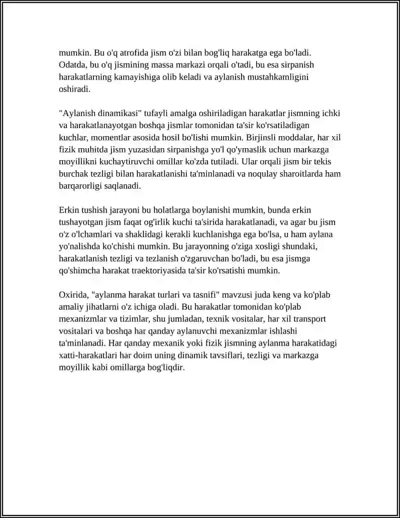 AYLANMA HARAKATNING DINAMIKASI 4