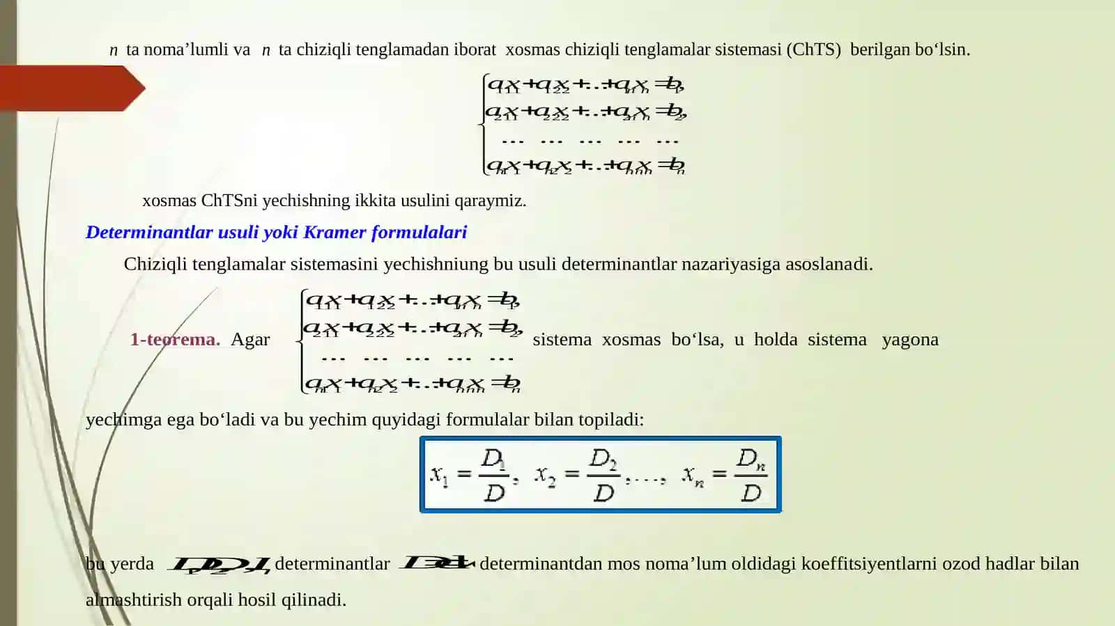 Chiziqli tenglamalar sistemalari 4