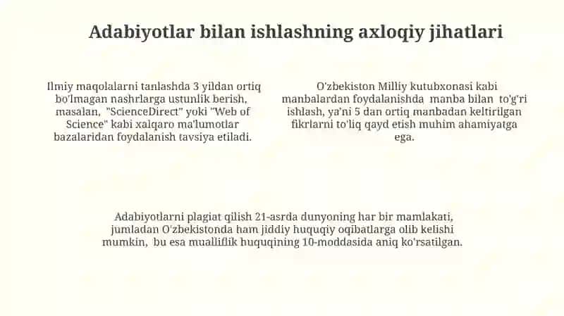 Adabiyotlarni izlash va tanlash 4