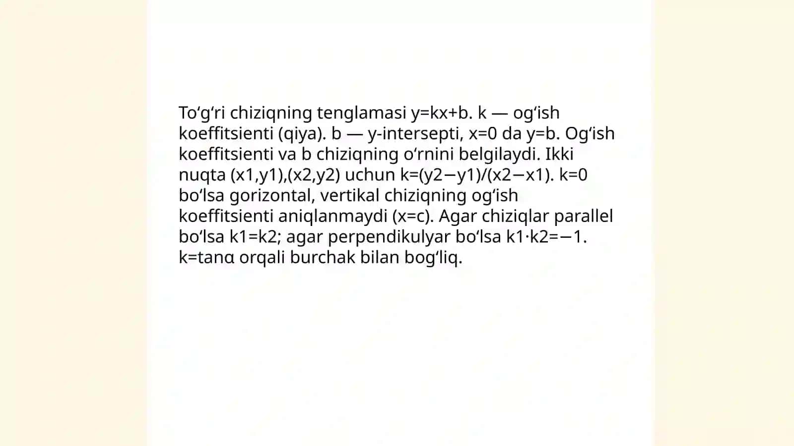 To'g'ri chiziqning tenglamalari 4
