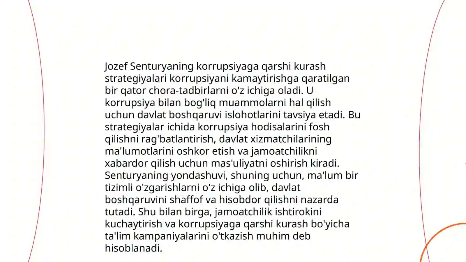 Jozef Senturyaning korrupsiyaga oid qarashlari tarifi 4