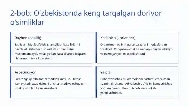 Dorivor o'simliklar: Tabiatning shifobaxsh ne'mati 4