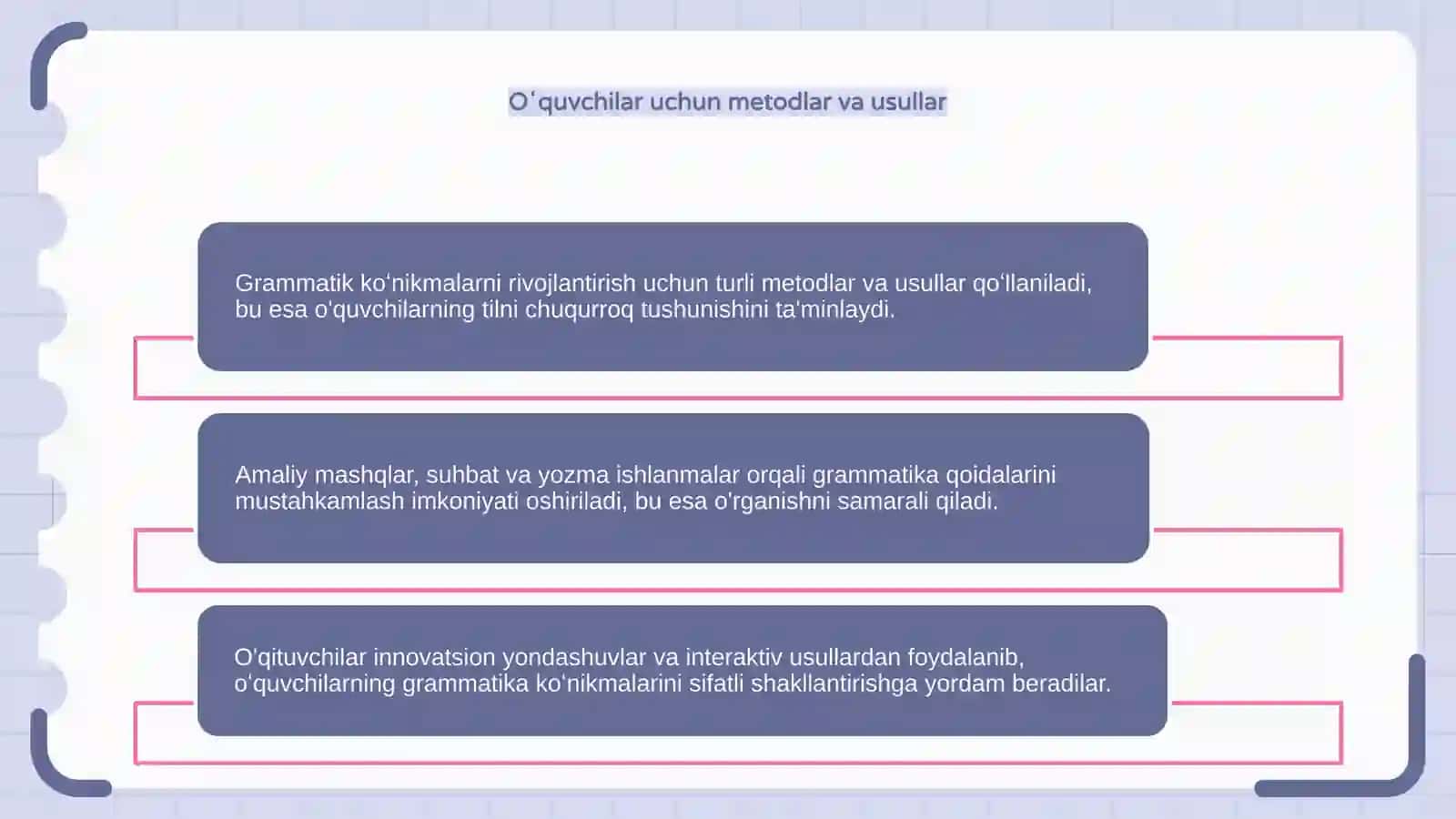 Grammatik koʻnikmalarni shakllantirish usullari va yoʻllari 4