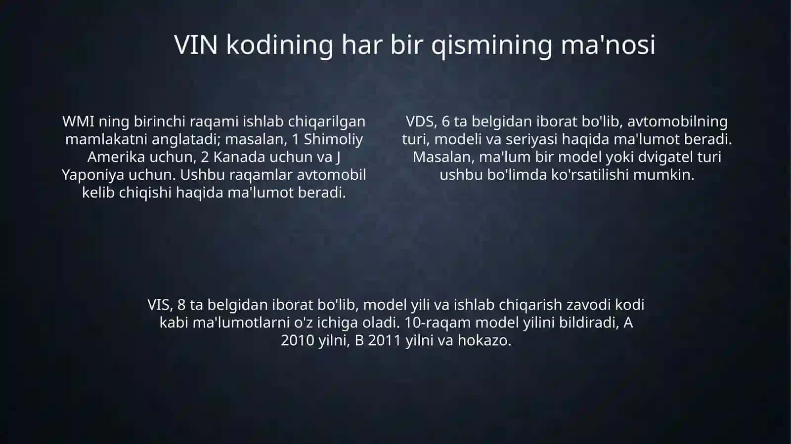 Avtotransport vositalarining VIN kodini òqish 4