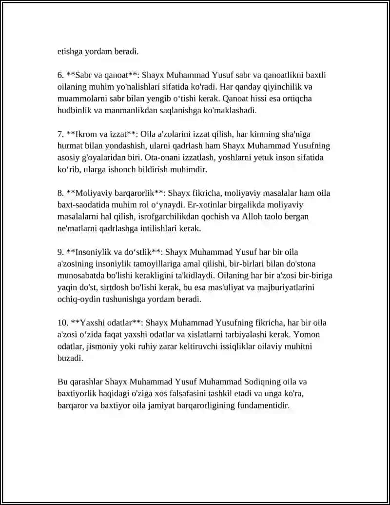 SHAYX MUXAMMAD YUSUF MUHAMMAD SODIQNING BAXTIYOR OILA 4