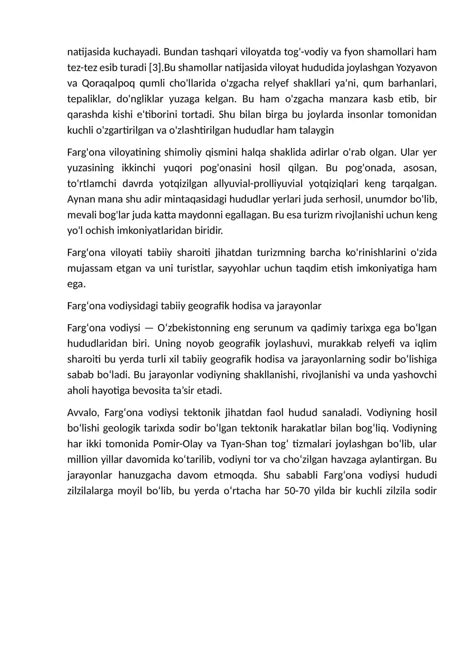 Fargʻona vodiysidagi tabiiy geografik hodisa va jarayonlar 4