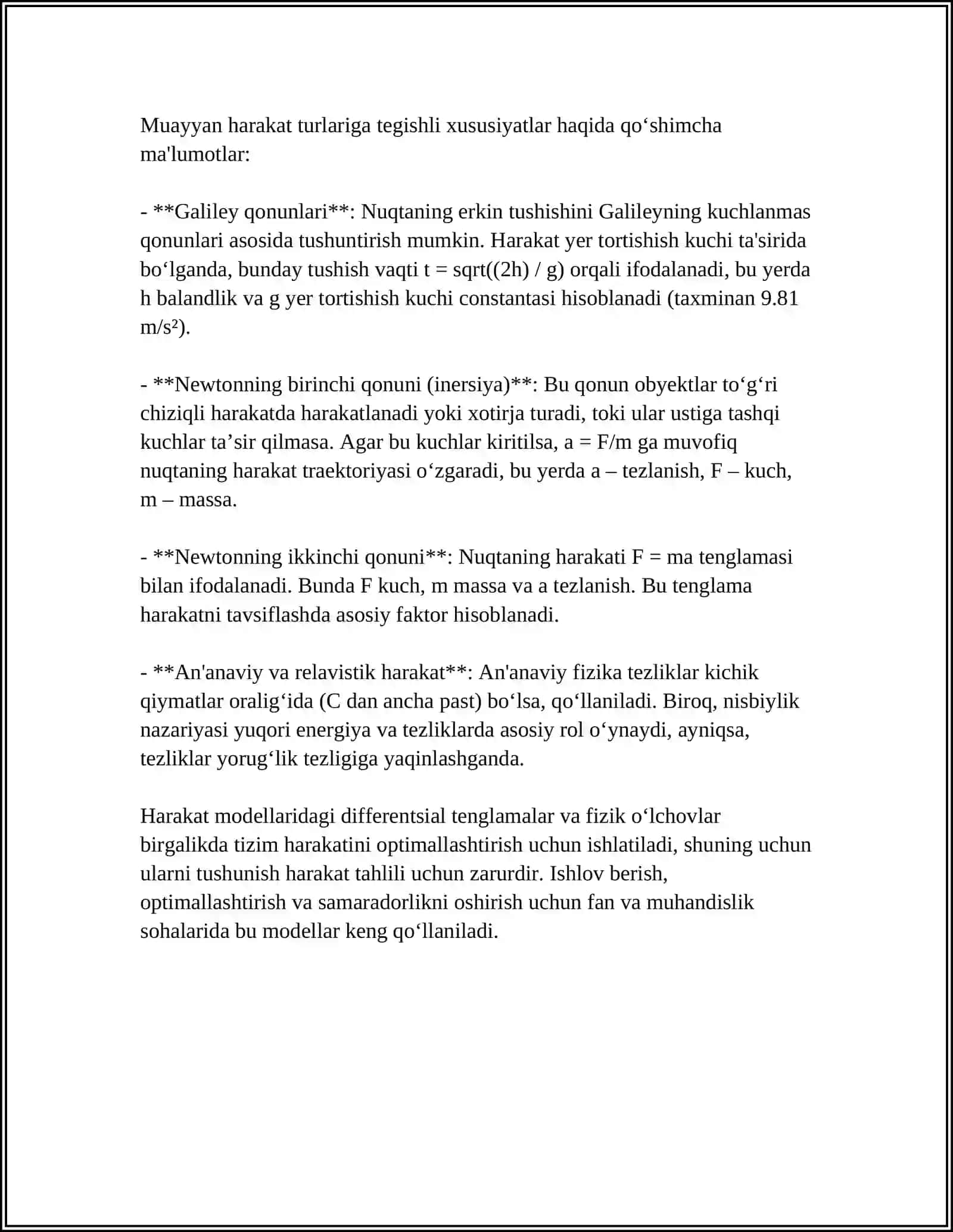 NUQTANING HARAKAT DIFFERENTSIAL TENGLAMALARI 4