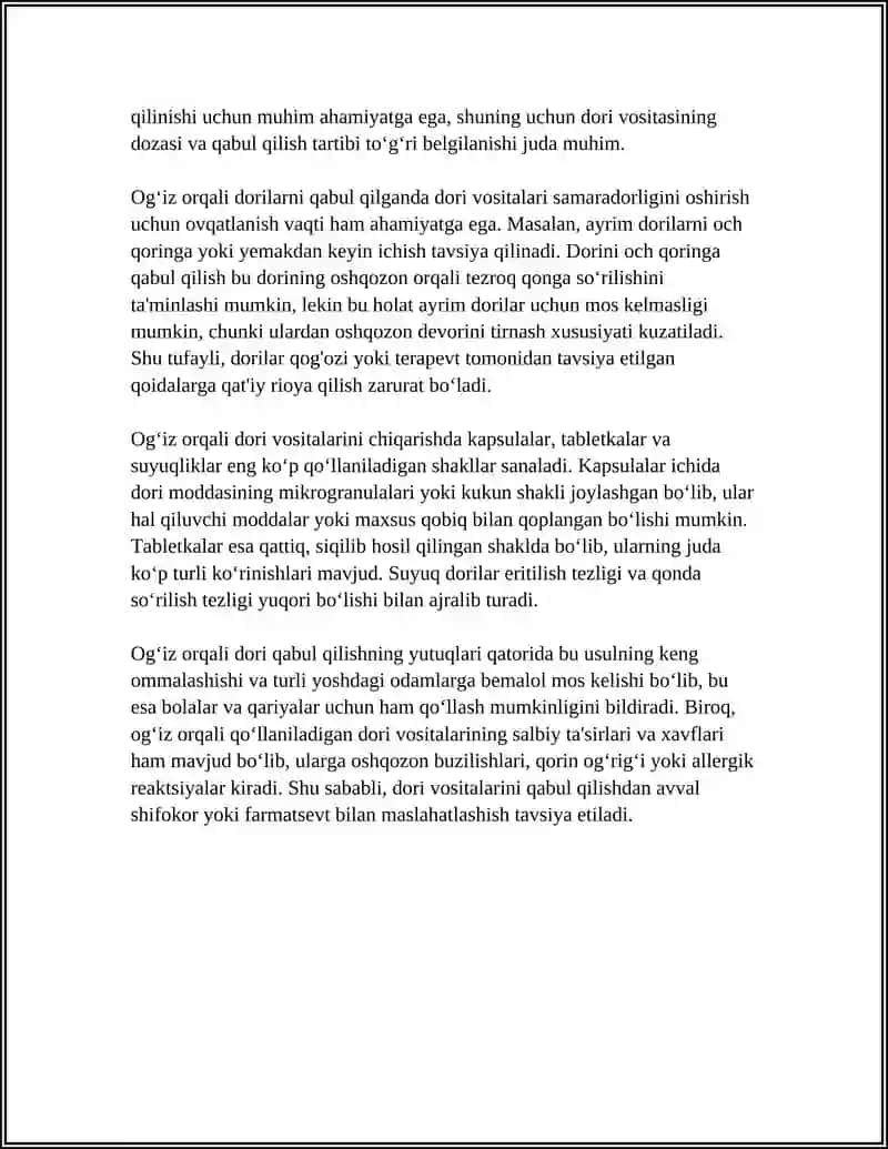 DAVOLASH MUOLAJALARI. (DORILARNI YUBORILISH USULLARI) 4