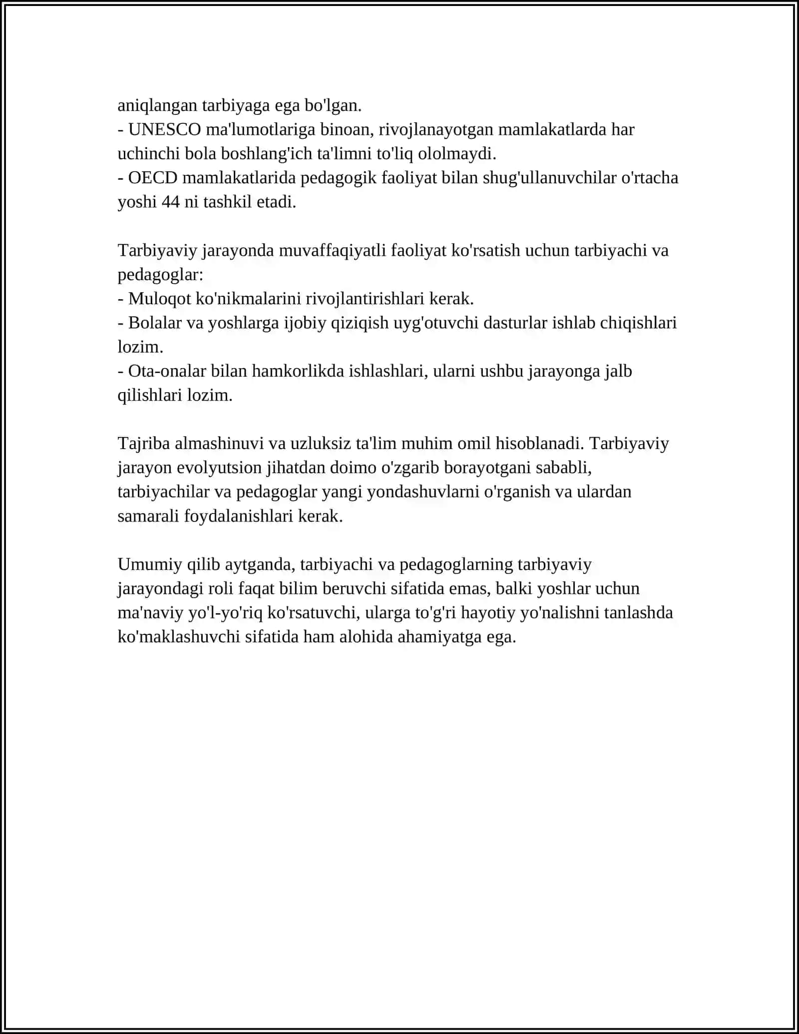 TARBIYACHI VA PEDAGOGLARING JAMYATDA TUTGAN O'RNI 4