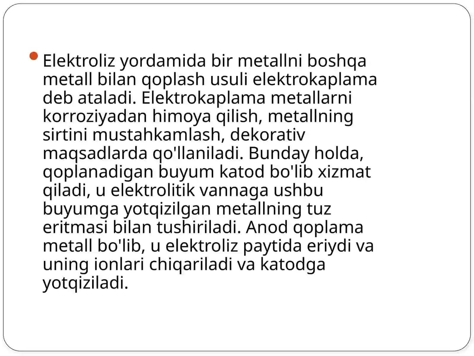 Sanoatda elektroliz jarayonining qo’llanilishi 4
