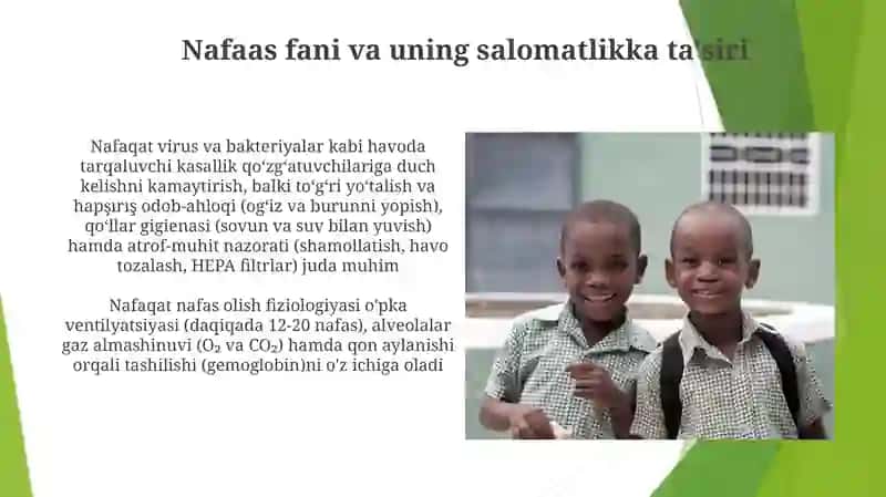Nafas tizmining yosh xususiyati va gigeyenasi 4