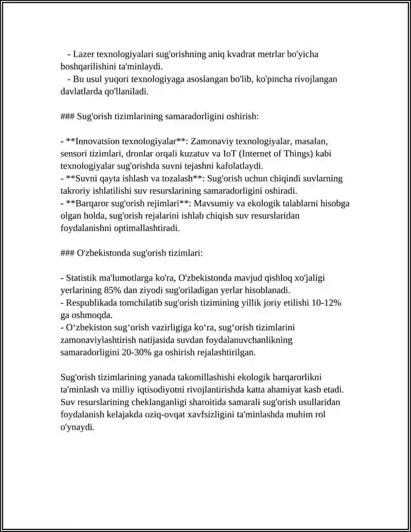 Sug'orish tizimlari va ularning samaradorligi 4