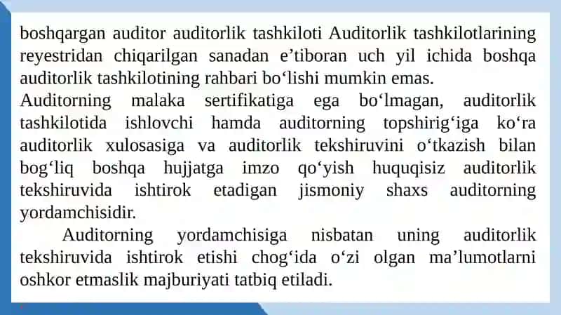 Auditorvauningyordamchisi, auditorning malakasertifikati 4