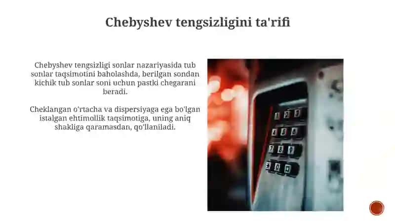 Chebishev tengsizligi (Tub sonlarning taqsimoti haqida) 4
