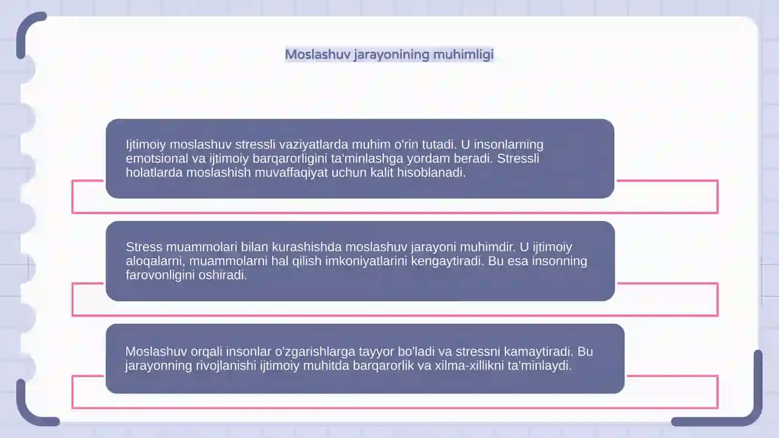 Ijtimoiy moslashuv. Stress muammolari 4