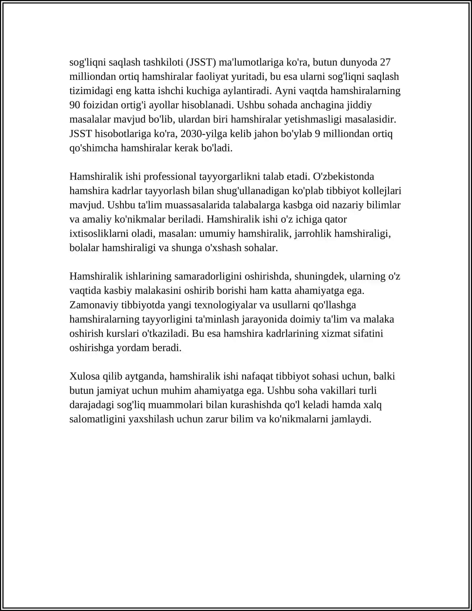 HAMSHIRALIK ISHINING TA`RIFI. HAMSHIRALIK ISHINING FANI TARIXI VA RIVOJLANISHI 4
