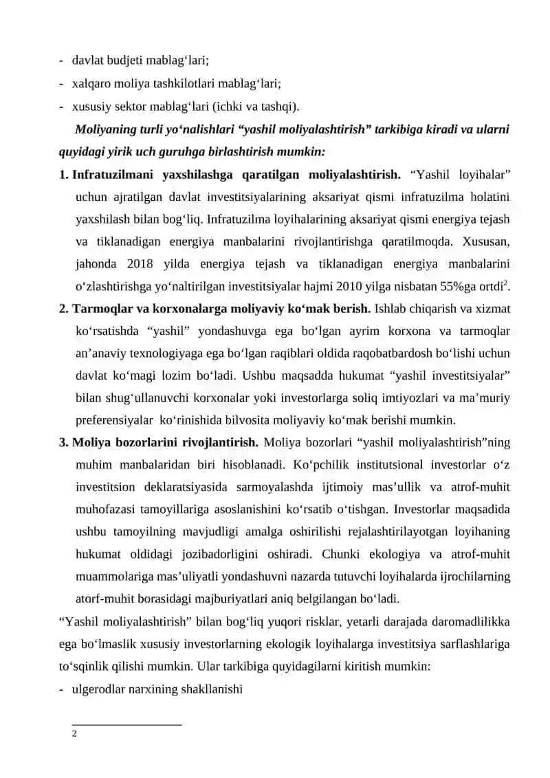 “YASHIL IQTISODIYOT”GA O‘TISH JARAYONINI MOLIYALASHTIRISH. 4