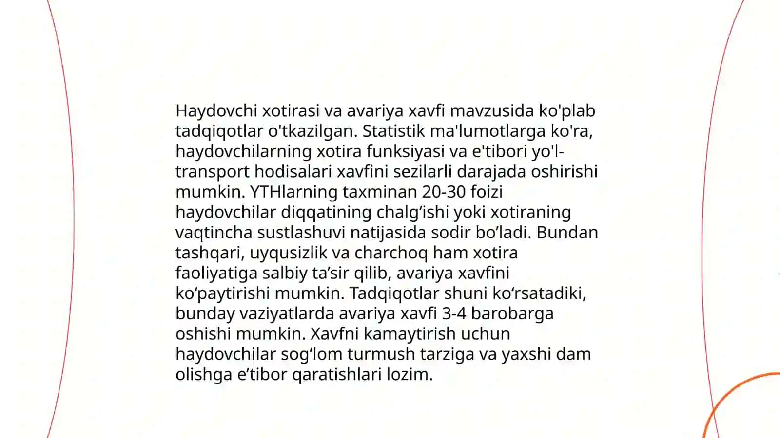 Haydovchi xotirasini oʻrganish usullari 4