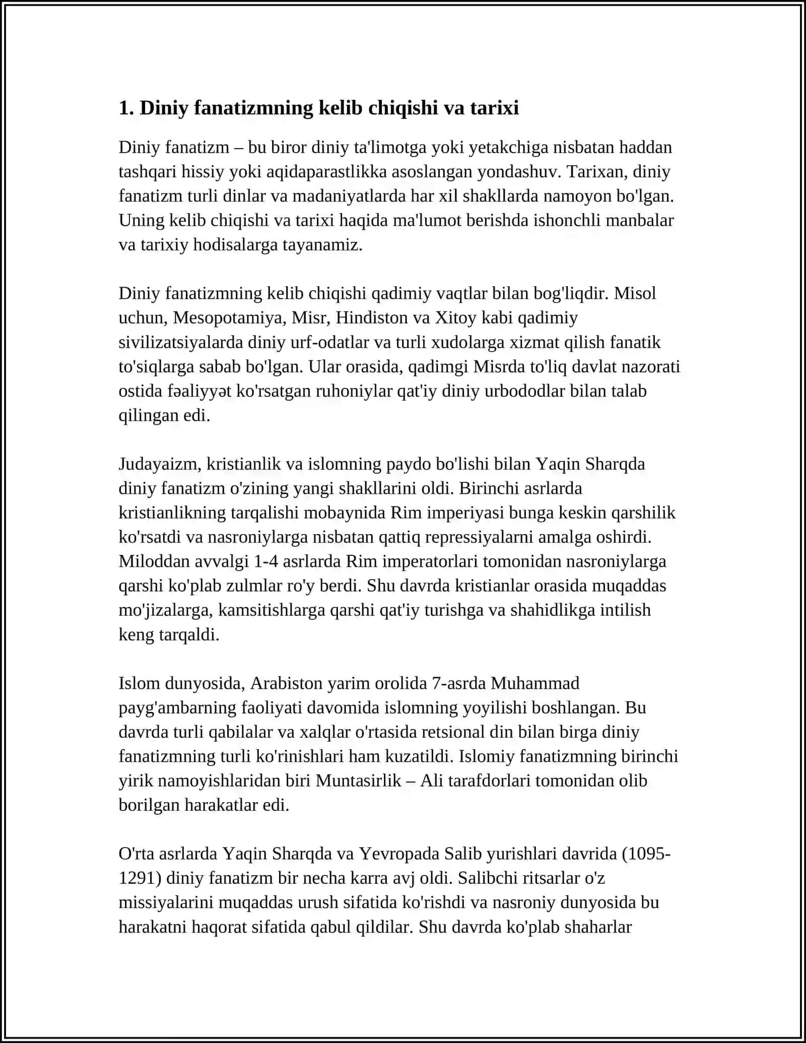 DINIY FANATIZM, EKSTREMIZM,FUNDAMENTALIZM,TERORIZMNING TARIXI VA ULARNING HOZIRGI DAVRDA XAVSIZLIKKA TAHDIDI 4