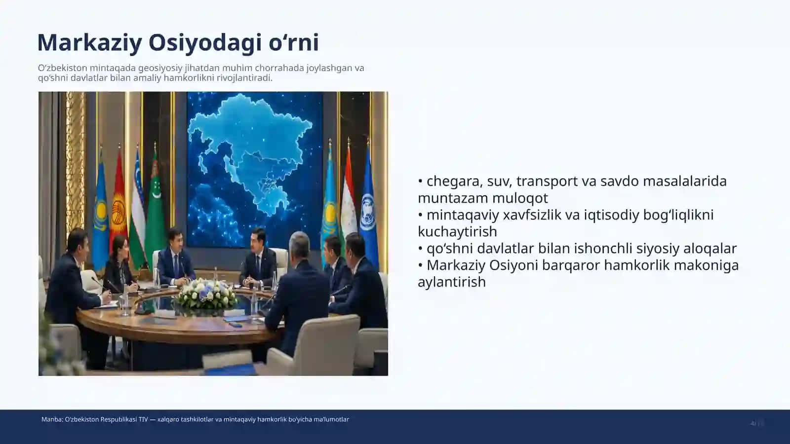 O‘zbekistonning xalqaro munosabatlardagi o‘rni 4