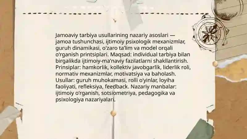Jamoani rivojlanishida tarbiya usullari 4