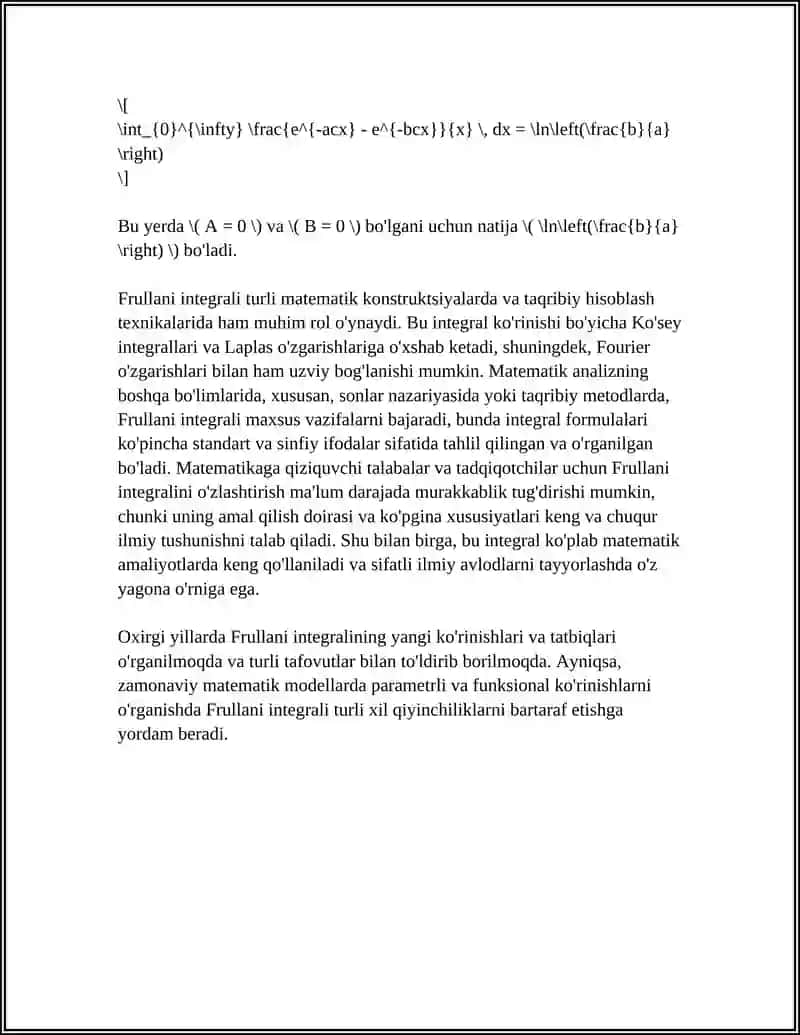 FRULLANI INTEGRALI VA UNI HISOBLASH 4