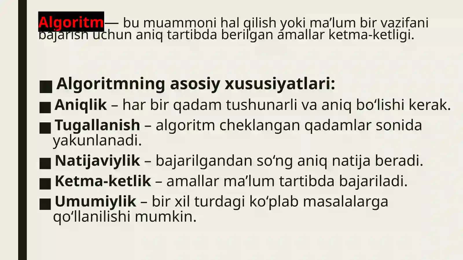 Masalalarning algoritmini tuzish va shu algoritm asosida Java Script dasturlash tilida dastur tuzish. 4