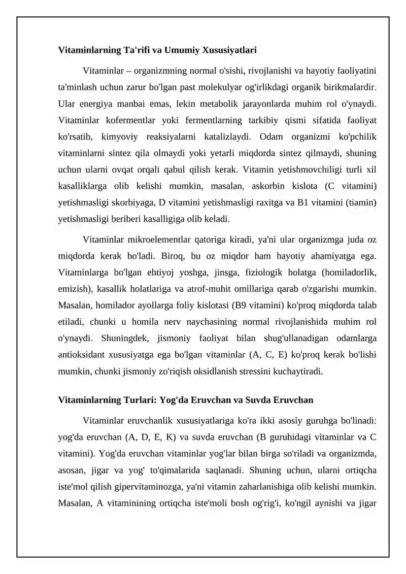 Vitaminlar: Ta'rif, Turlari va Manbalari 4