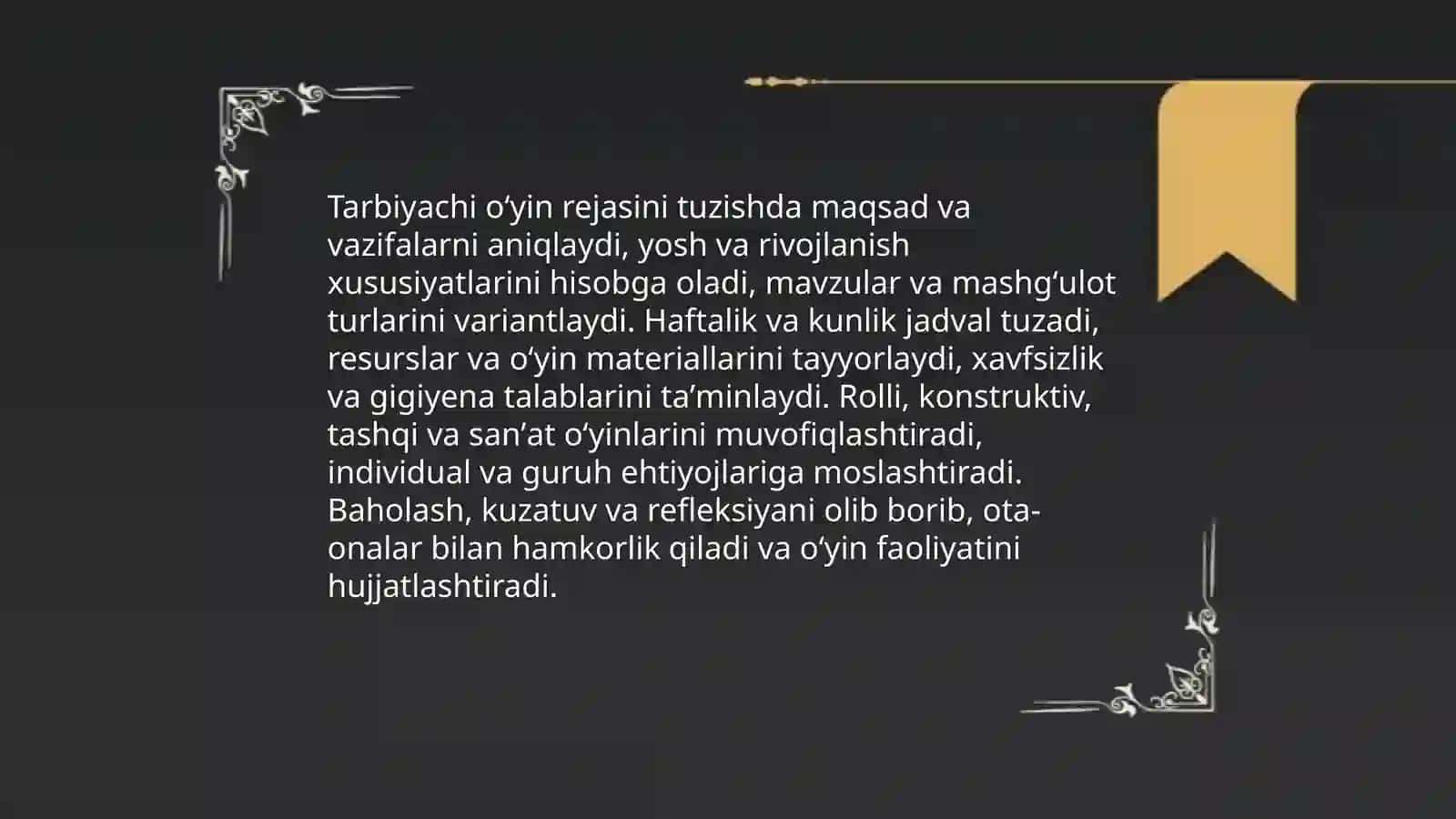 Oʻyin faoliyatiga rahbarlik qilishi 4
