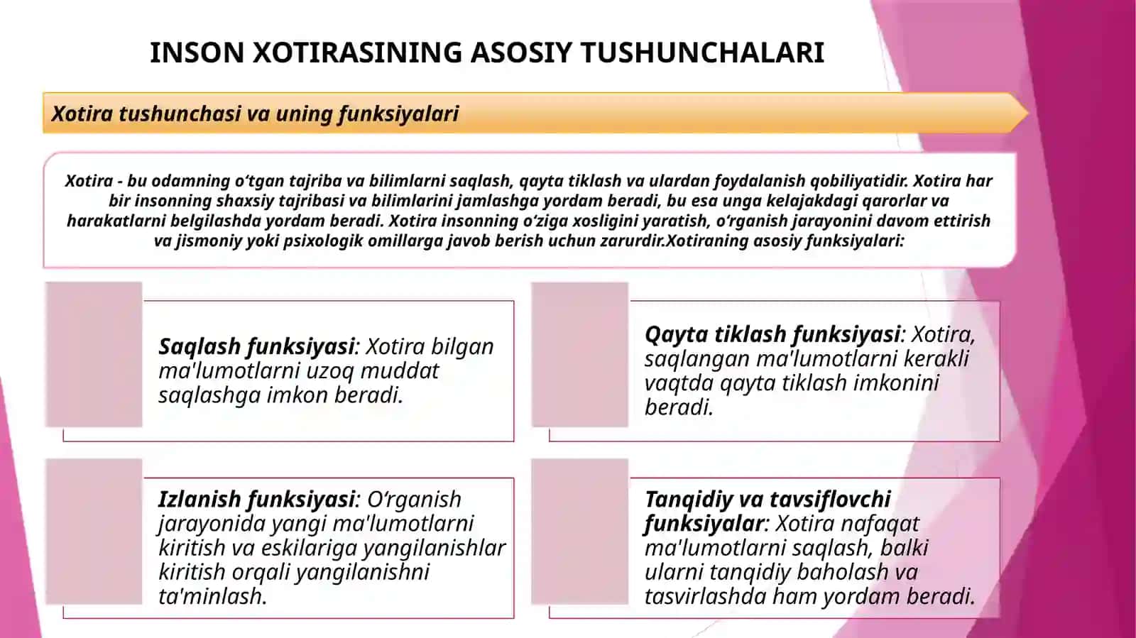 INSON XOTIRASIGA SALBIY TA'SIR ETUVCHI OMILLAR 4