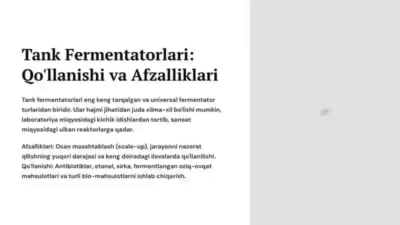 Fermentatorlarning Asosiy Turlari va Vazifalari 4