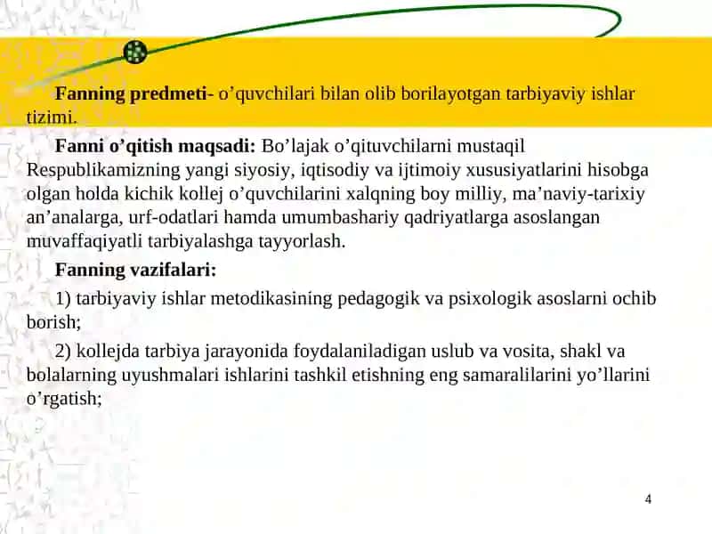 Tarbiyaviy ishlar metodikasi 4