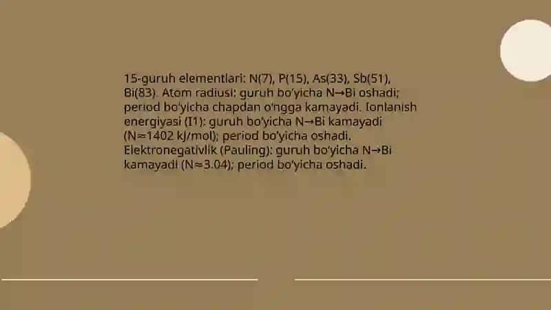 15-guruh elementlari. Azot, uning birikmalari va xossalari 4