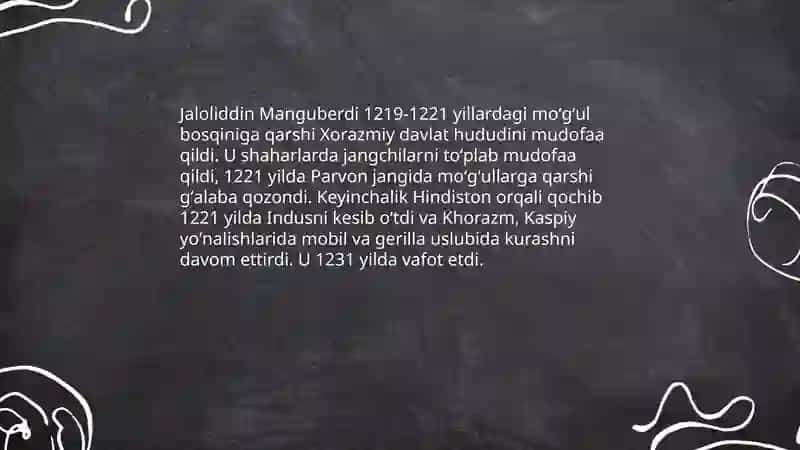 Jaloliddin Manguberdi Vatan himoyachisi 4