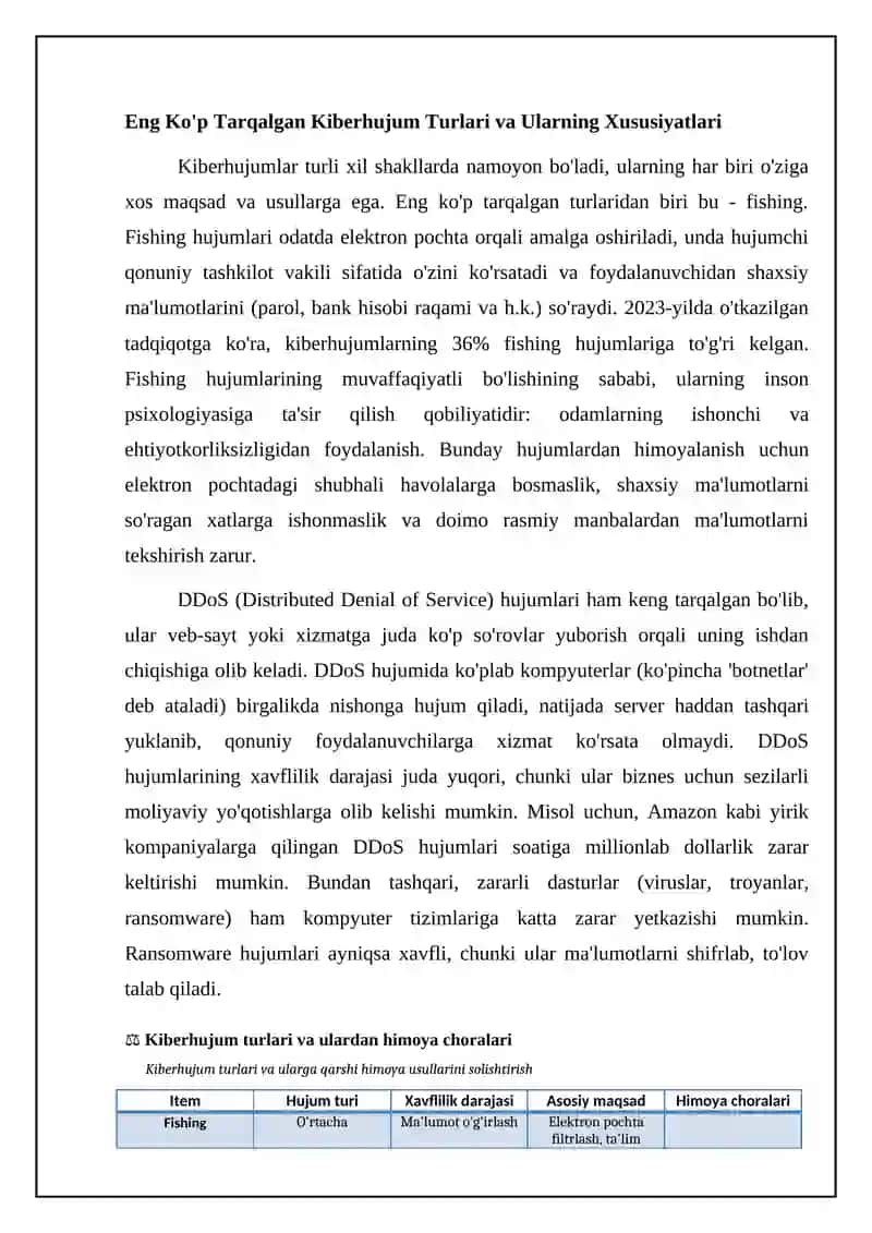 Kiberhujumlar va Ularga Qarshi Himoya Choralari 4