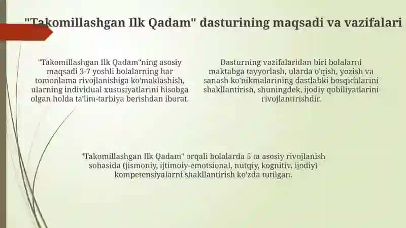 “Ilk Qadam” va “Takomillashgan Ilk Qadam” 4