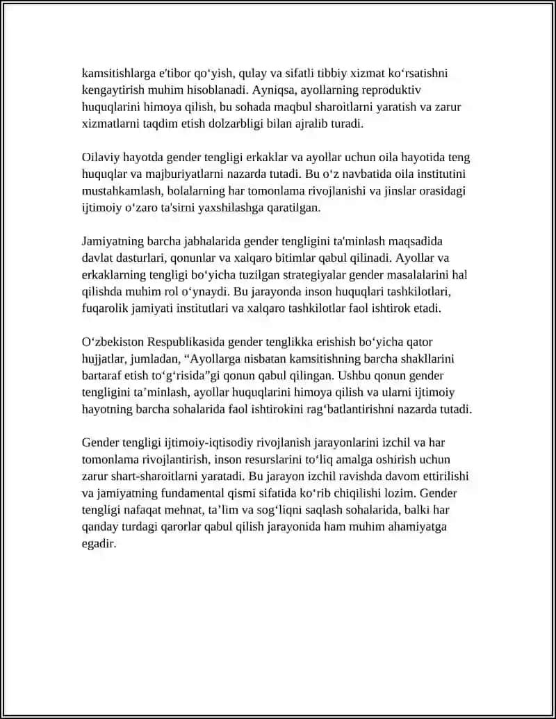 GENDER TENGLIGI, UNING MAZMUN VA MOHIYATI 4