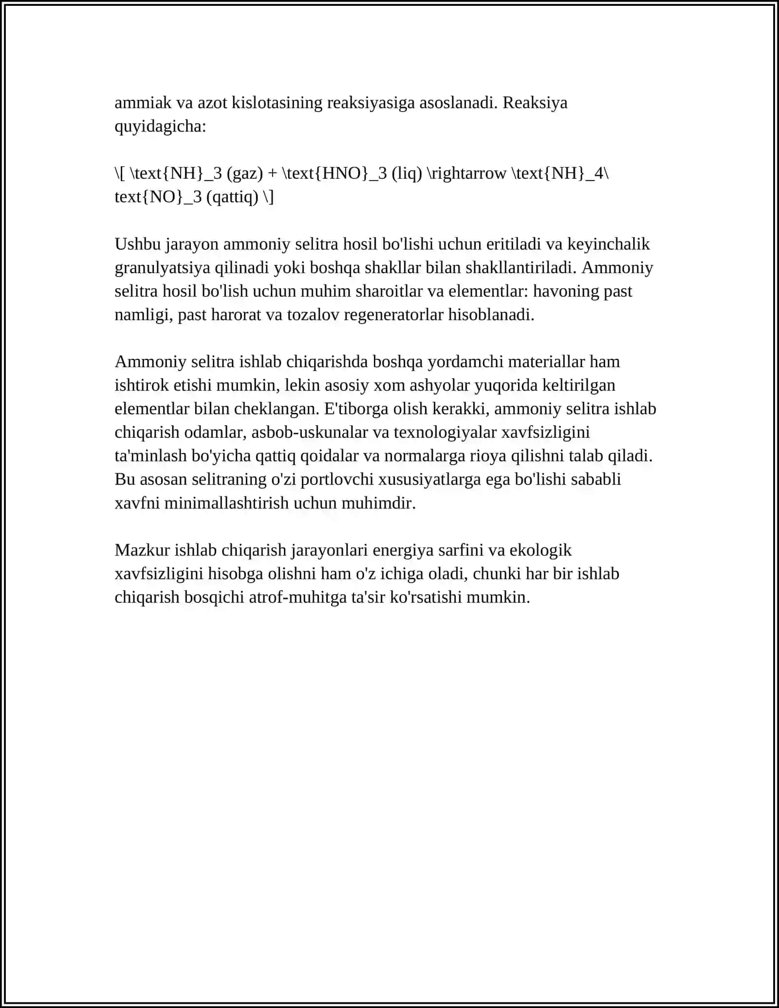 AMMONIY SELITRASINI OLISH TEXNALOGIYASI 4