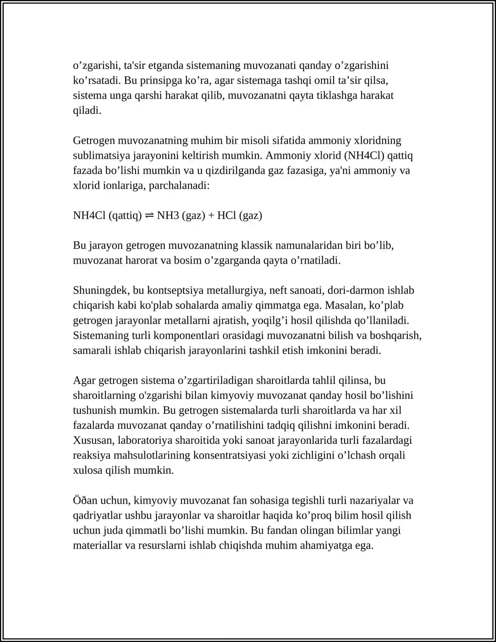 GETROGEN KIMYOVIY MUVOZANAT 4