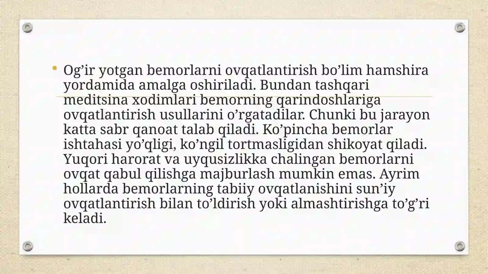 Bemorlarni ovqatlantirishda hamshiralik parvarishi 4