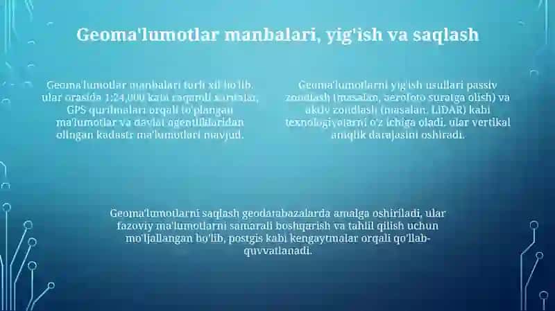 Zamonaviy geoaxborot tizimlari va texnologiyalari 4