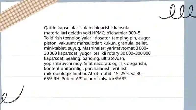 Tabletkalar ishlab chiqarish texnologiyasi 4