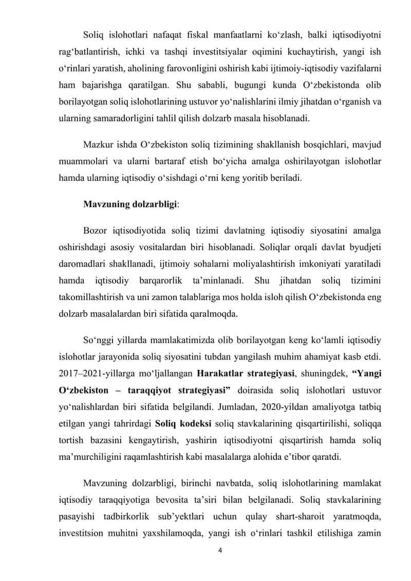 O’zbekistonda soliq islohotlarining ustuvor yo‘nalishlari 4