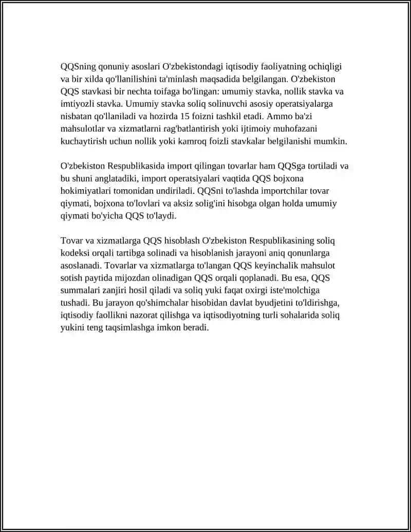 QO'SHILGAN QIYMAT SOLIG'I REFERAT 4