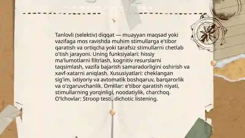 Diqqat turlari va funksiyalari 4